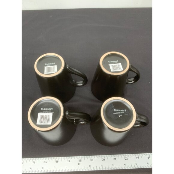4 Cuisinart Black Lime Green Stoneware Coffee Mugs - Picture 6 of 7